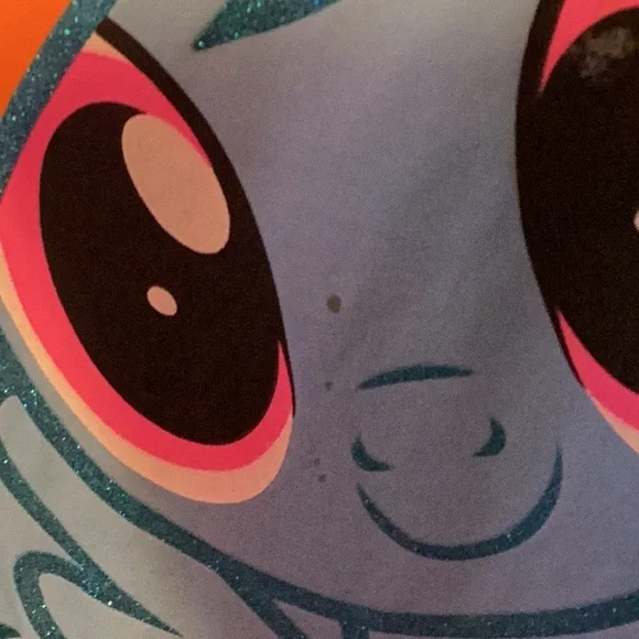 My little Pony Rainbow Dash costume dress with faux fur leg warmers. No size tag - Picture 6 of 7